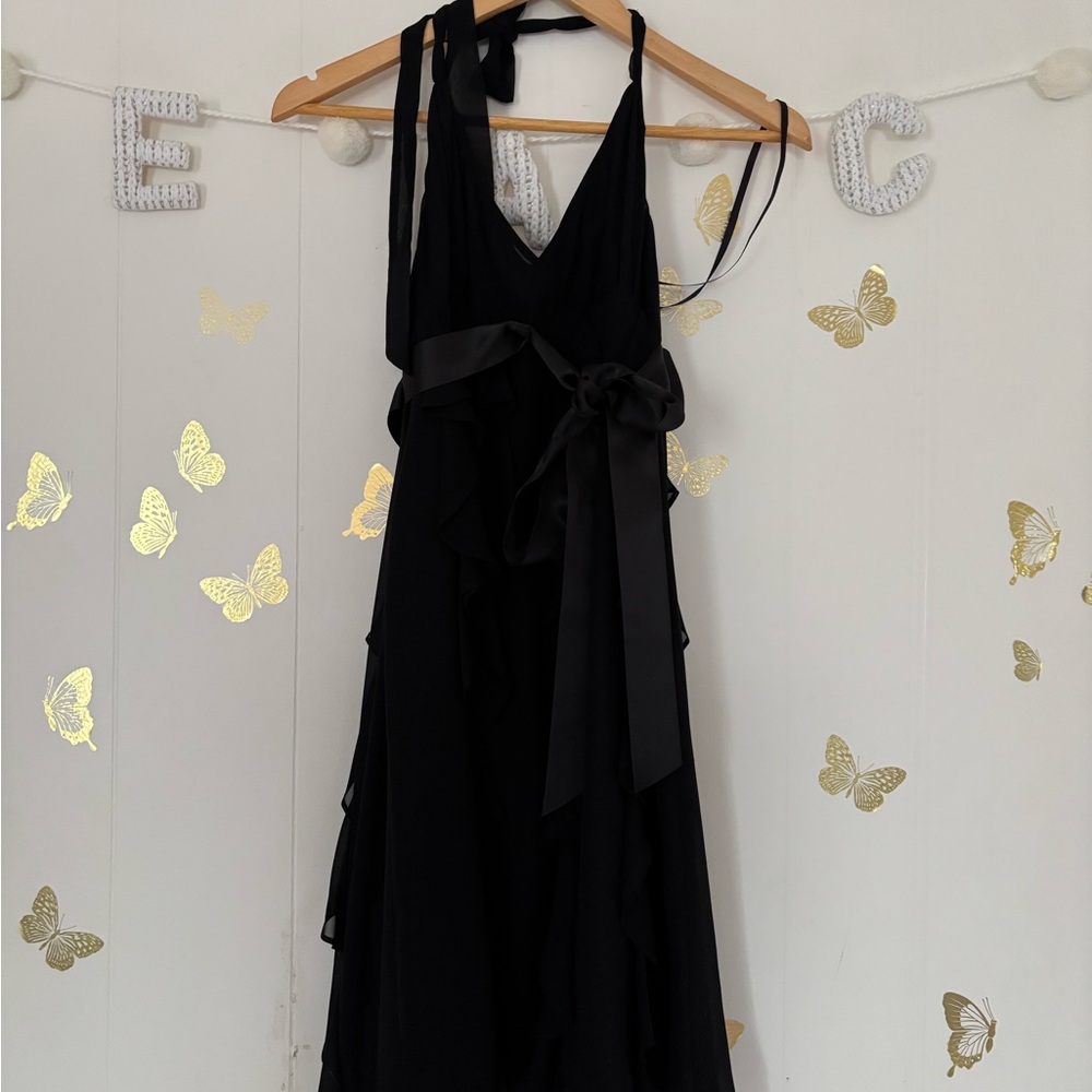 Eliza J Black Backless Dress with Ribbon Detail